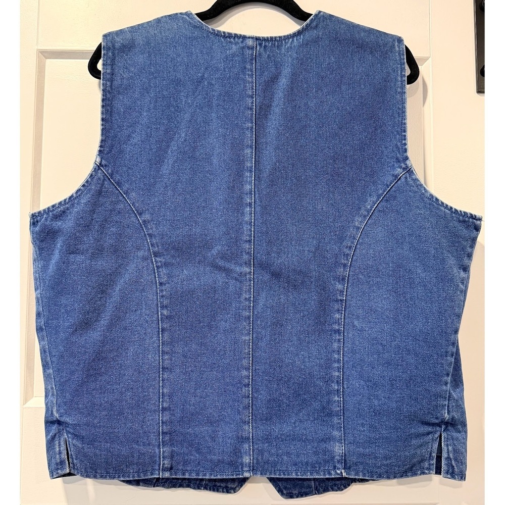 Vintage Ruff Hewn Embroidered Western-Style Denim Vest Ladies Sz Large - Picture 3 of 4